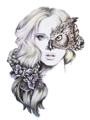 Tattoo-Forest: Tatouage Temporaire Femme Hibou Mystique