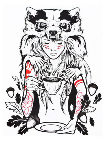 Tattoo-Forest: Tatouage Temporaire Femme Louve Symbolique
