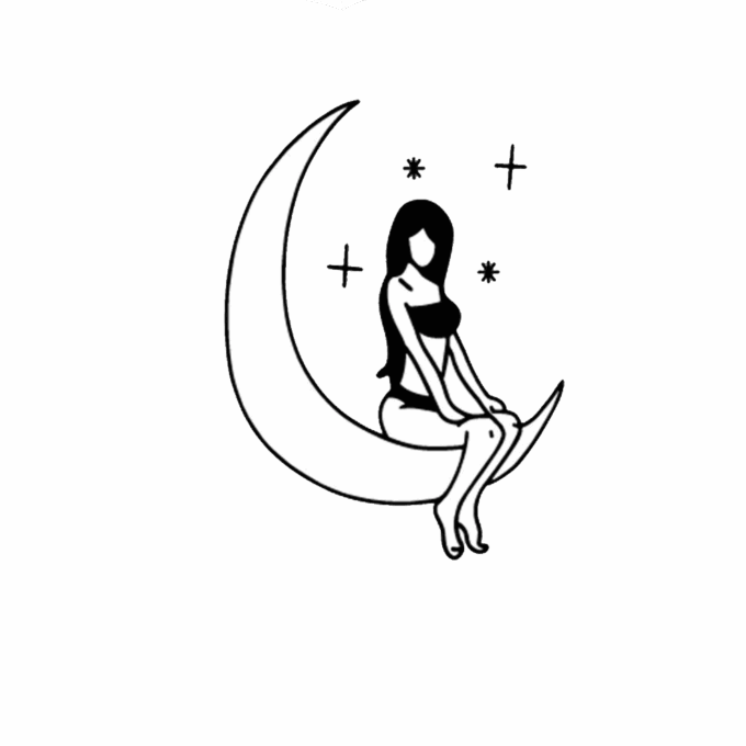 Tattoo-Forest: Tatouage Temporaire Femme Lune Etoiles