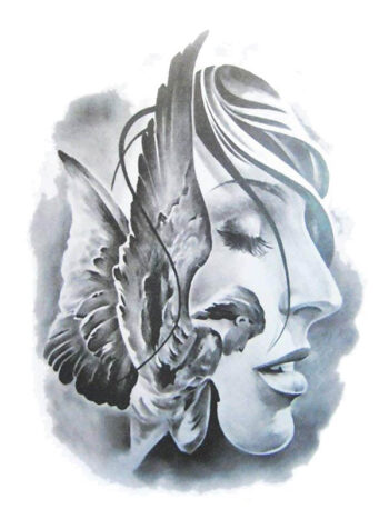 Tattoo-Forest: Tatouage Temporaire Femme Oiseau Visage
