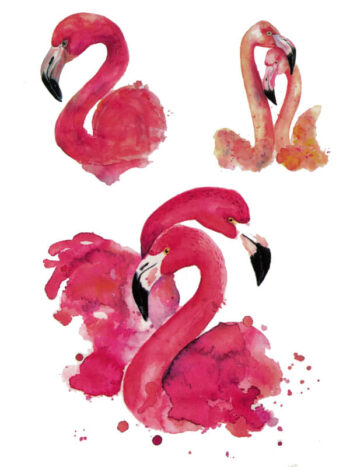 Tattoo-Forest: Tatouage Temporaire Flamant Rose Aquarelle