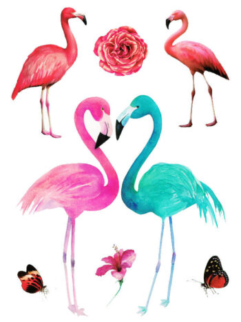 Tattoo-Forest: Tatouage Temporaire Flamant Rose Papillon