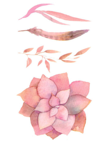 Tattoo-Forest: Tatouage Temporaire Fleur Aquarelle Plume