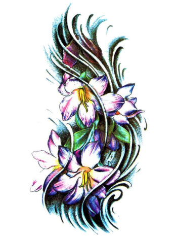 Tattoo-Forest: Tatouage Temporaire Fleur Artistique Coloré
