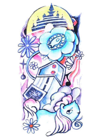 Tattoo-Forest: Tatouage Temporaire Fleur Licorne Maison