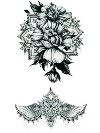 Tattoo-Forest: Tatouage Temporaire Fleur Mandala Chouette