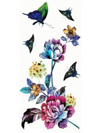 Tattoo-Forest: Tatouage Temporaire Fleur Papillon Coloré