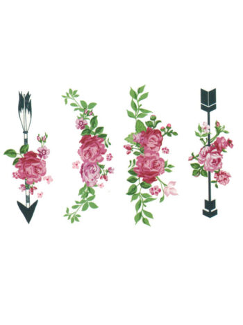 Tattoo-Forest: Tatouage Temporaire Fleuri Fleche Rose