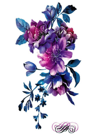 Tattoo-Forest: Tatouage Temporaire Fleurs Aquarelle Violet