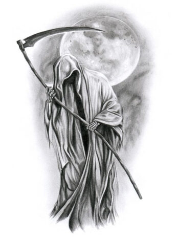 Tattoo-Forest: Tatouage Temporaire Grim Reaper Squelette Lune