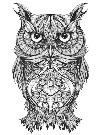 Tattoo-Forest: Tatouage Temporaire Hibou Mandala Noir