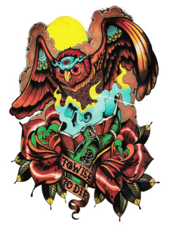 Tattoo-Forest: Tatouage Temporaire Hibou Rose Livre