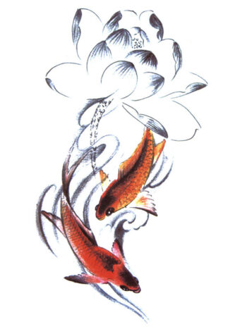 Tattoo-Forest: Tatouage Temporaire Koi Lotus Poisson