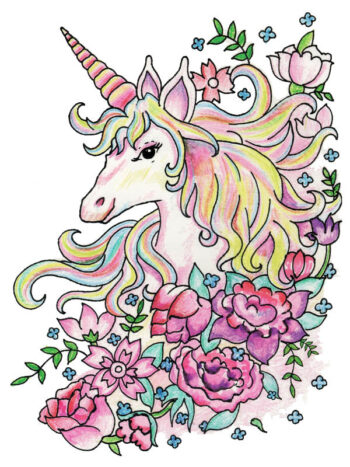Tattoo-Forest: Tatouage Temporaire Licorne Fleurs Fantaisie