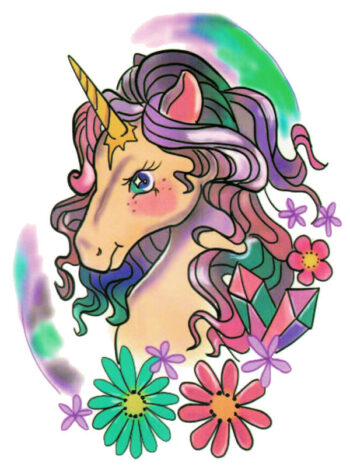 Tattoo-Forest: Tatouage Temporaire Licorne Fleurs Magique