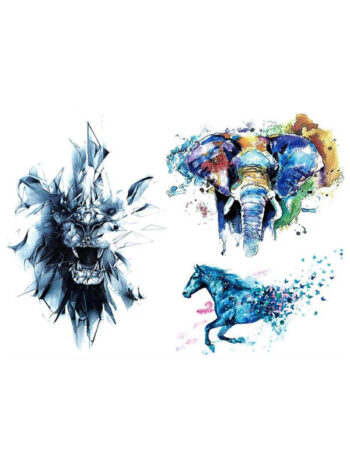 Tattoo-Forest: Tatouage Temporaire Lion Elephant Cheval