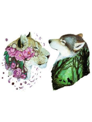 Tattoo-Forest: Tatouage Temporaire Lion Loup Foret