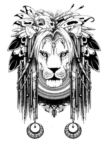 Tattoo-Forest: Tatouage Temporaire Lion Tribal Ethnique