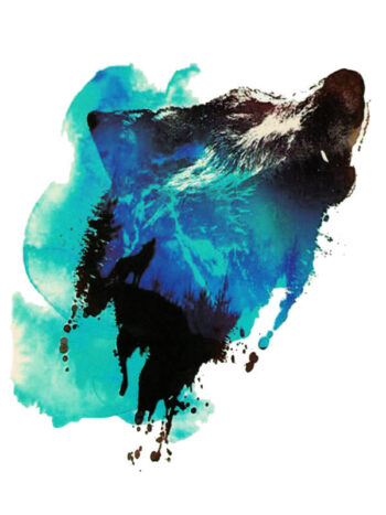 Tattoo-Forest: Tatouage Temporaire Loup Aquarelle Nature