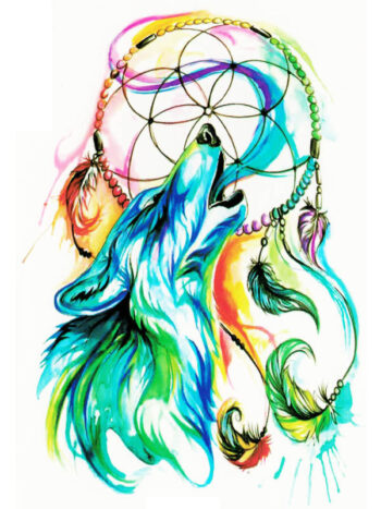 Tattoo-Forest: Tatouage Temporaire Loup Dreamcatcher Ethnique