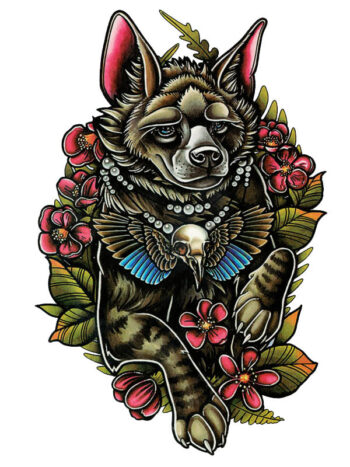 Tattoo-Forest: Tatouage Temporaire Loup Fleur Art