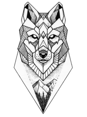 Tattoo-Forest: Tatouage Temporaire Loup Geometrique Montagne