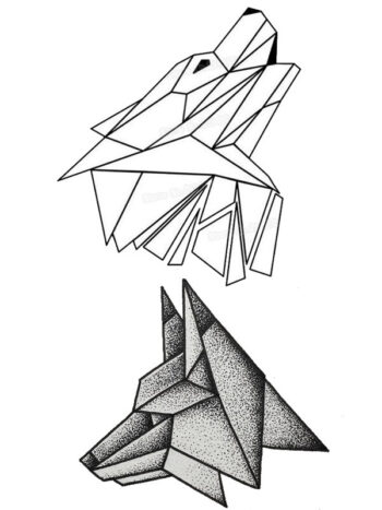 Tattoo-Forest: Tatouage Temporaire Loup Origami Geometrique