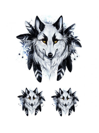 Tattoo-Forest: Tatouage Temporaire Loup Plumes Tribal
