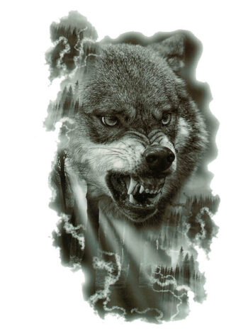 Tattoo-Forest: Tatouage Temporaire Loup Sauvage Nature
