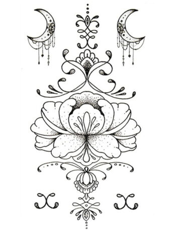 Tattoo-Forest: Tatouage Temporaire Lunaire Floral Mandala