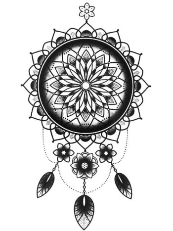 Tattoo-Forest: Tatouage Temporaire Mandala Dreamcatcher Fleuri