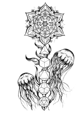 Tattoo-Forest: Tatouage Temporaire Mandala Jellyfish Geometrie