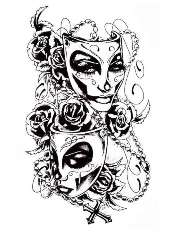 Tattoo-Forest: Tatouage Temporaire Masque Tragedie Comedie