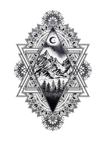 Tattoo-Forest: Tatouage Temporaire Montagne Geometrique Nature