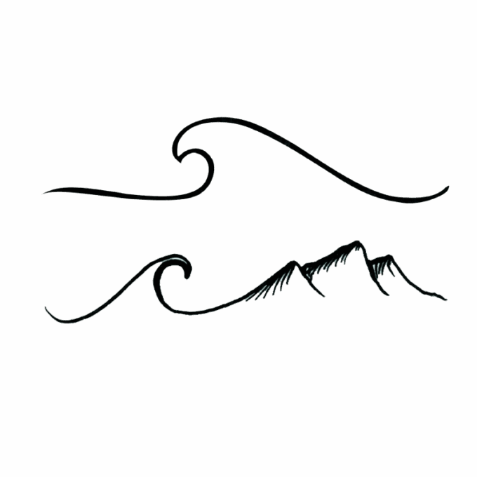 Tattoo-Forest: Tatouage Temporaire Montagne Vague Nature
