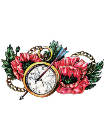 Tattoo-Forest: Tatouage Temporaire Montre Coquelicots Fleche