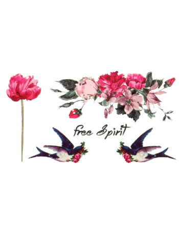 Tattoo-Forest: Tatouage Temporaire Oiseau Fleur Free Spirit