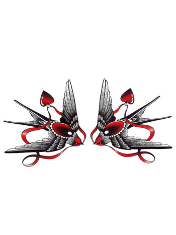 Tattoo-Forest: Tatouage Temporaire Oiseau Swallow Coeur
