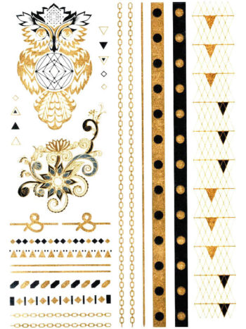 Tattoo-Forest: Tatouage Temporaire Owl Geometric Metallic