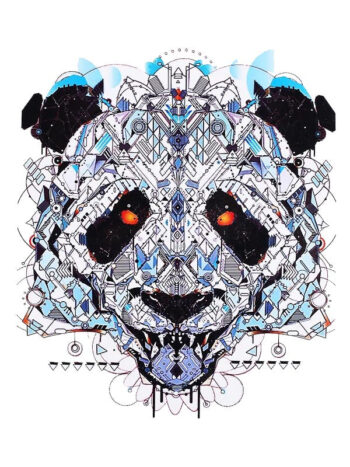 Tattoo-Forest: Tatouage Temporaire Panda Geometrique Cyberpunk
