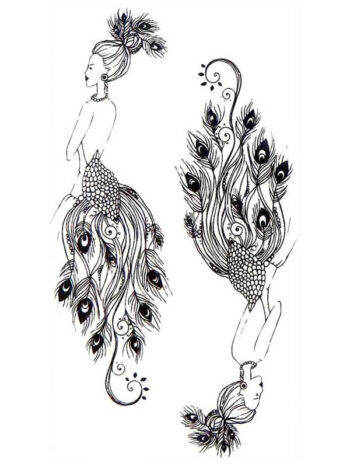 Tattoo-Forest: Tatouage Temporaire Paon Femme Elegance