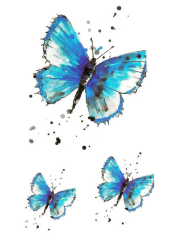 Tattoo-Forest: Tatouage Temporaire Papillon Bleu Aquarelle
