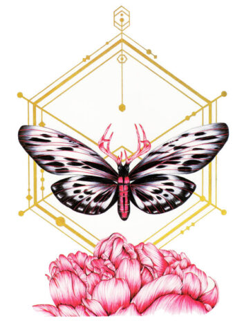 Tattoo-Forest: Tatouage Temporaire Papillon Geometrie Fleur