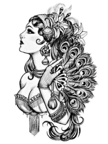 Tattoo-Forest: Tatouage Temporaire Pinup Peacock Femme