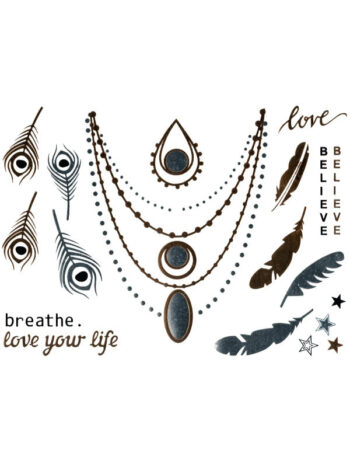 Tattoo-Forest: Tatouage Temporaire Plume Collier Boheme