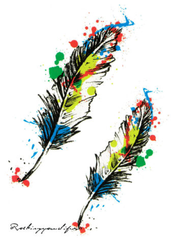 Tattoo-Forest: Tatouage Temporaire Plume Couleur Aquarelle