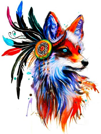 Tattoo-Forest: Tatouage Temporaire Renard Tribal Couleur