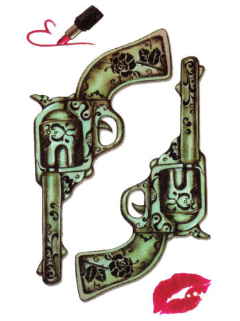 Tattoo-Forest: Tatouage Temporaire Revolver Fleur Kiss