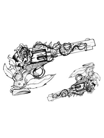 Tattoo-Forest: Tatouage Temporaire Revolver Rose Fleur