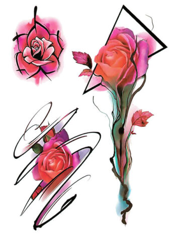 Tattoo-Forest: Tatouage Temporaire Rose Aquarelle Fleur